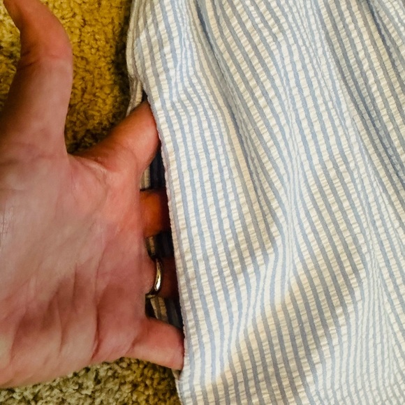 Susan Bristol Vintage Blue seersucker Pleated Maxi Skirt size 8 - Picture 3 of 6